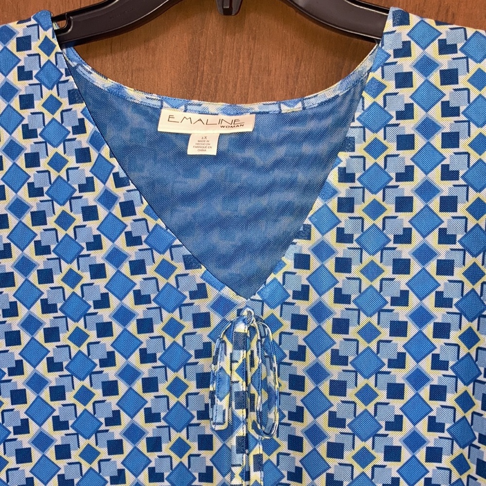 Emaline top sleeveless abstract geometric print w stretch casual office 1X  3X - Picture 17 of 17